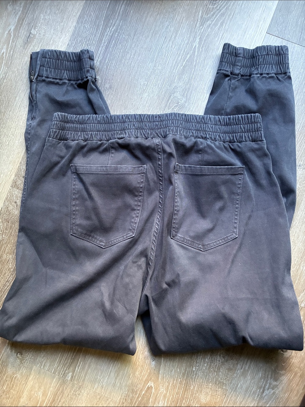Spanx XL black/ Dark Gray Elastic Waist jogger Utility Pants cotton twill - Picture 5 of 5